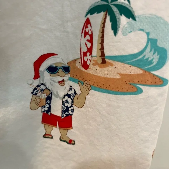 Denim and Flower Santa Beach Short Sleeve Button Up Shirt Men’s Size M | Surfing - Picture 3 of 5